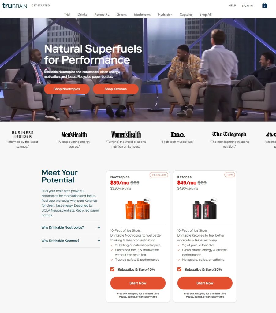 TruBrain Shopify store project by FastForwardweb