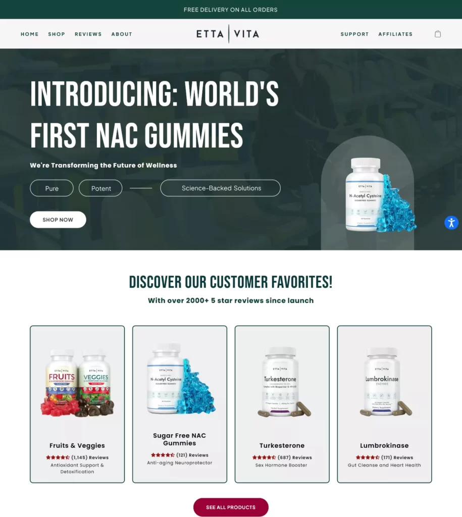 Etta Vita Shopify store project by FastForwardweb
